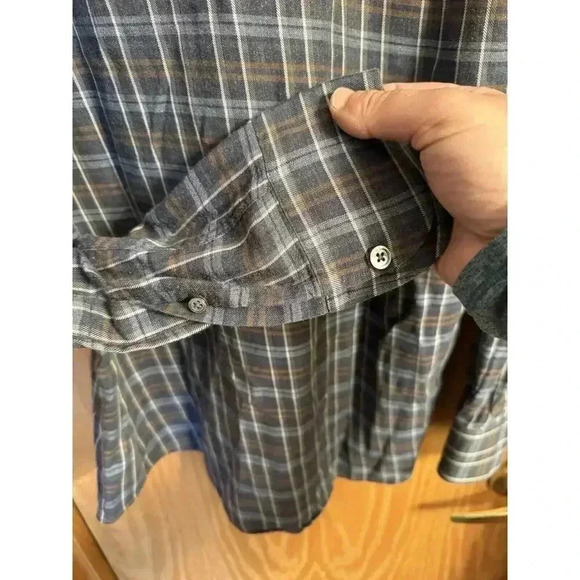 Ermenegildo Zegna Cashco Blue Plaid Mens Button Down Shirt Sz Small - Picture 4 of 5